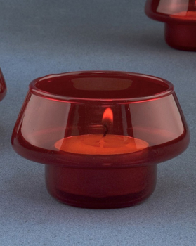Opferlicht aus rotem Glas 7 cm Ø 4,5cm hoch
