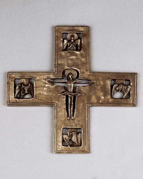 Bronze-Schmuckkreuz mit 4 Evangel.