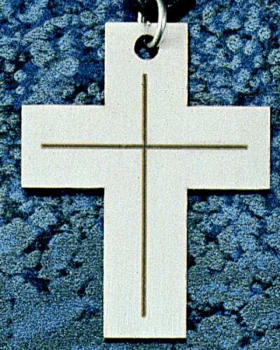 Edelstahlkreuz 3 x 3,8 cm schlicht mit Lederkordel