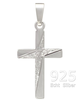 Kreuz Anhänger strukturiert 12 mm x 18 mm 925 Silber