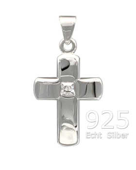 Kreuz Anhänger m. Stein 11 x 16 mm 925 Silber
