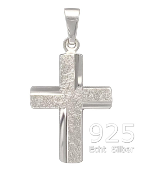 Kreuz Anhänger matt strukturiert 15 x 20 mm 925 Silber