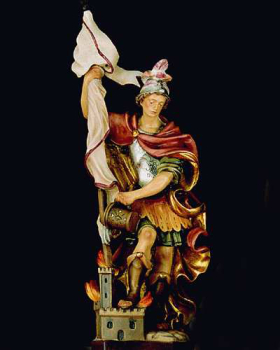 Heiligenfigur "Hl. Florian" mit Burg, 36 cm
