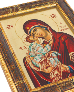 Ikone 13 x 18 cm " Madonna Glikofilusa" Siebdruck