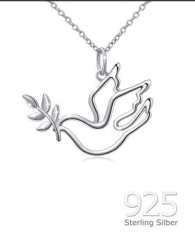 Kette mit Anhänger Taube 925 Sterling Silber 18 x 25 mm