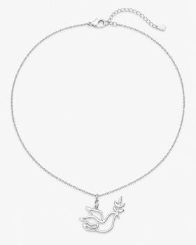 Preview: Kette mit Anhänger Taube 925 Sterling Silber 18 x 25 mm