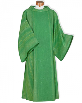 Dalmatik grün Streifeneinwebe Wolle & Seide 125 cm