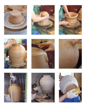 Weihwasserkessel Keramik braun 23 cm Ø