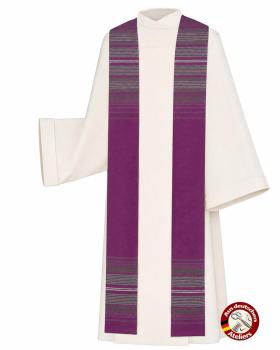 Stola violett Streifeneinwebe, silberne Lurexeinwebe 150 cm