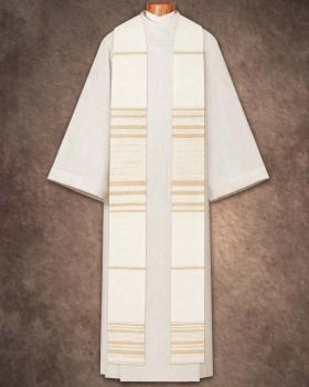 Priesterstola beige und gold, Handwebstoff 150 cm lang