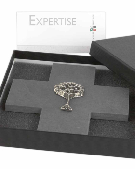 Schieferkreuz 14 x 14 cm mit Lebensbaumplakette