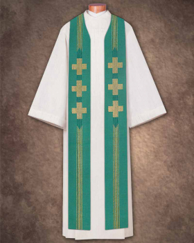 Langstola grün mit goldenen Kreuzen 160 cm