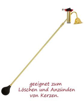 Kerzenanzünder mit Löschhaube Messing 105cm - 165 cm