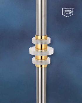 Preview: Standleuchter 70 cm Plexi Edelstahl & Messing