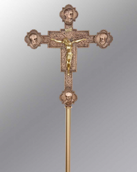 Vortragekreuz 50 cm hoch, Christuskörper vergoldet