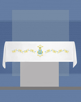 Altardecke Leinen 300 x 160 cm mit Mariensymbol