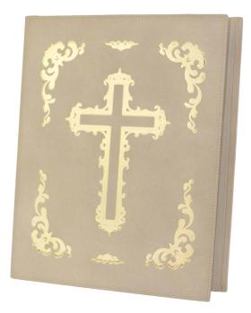 Goldenes Buch mit goldenem Kreuz Ringheftung A4