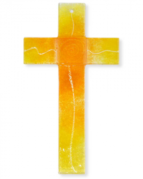 Glaskreuz Gelb / Orange 25 x 14 cm x 4 cm