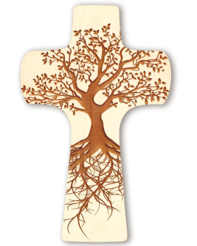 Wandkreuz aus Zirbenholz "Lebensbaum" 13,5 x 21 cm