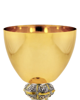 Preview: Kelch vergoldet Messing 20 cm mit Patene 14 cm Ø