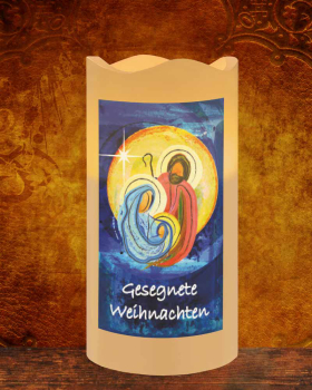 4 LED Kerze "Gesegnete Weihnachten" 130 x 68 mm