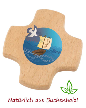 Kommunionkreuz Holz " Mit Jesus in einem Boot"