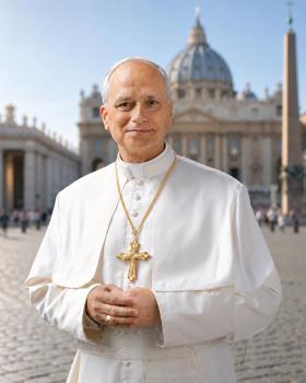 Preview: Pektorale Papst Leo XIV  7,8 x 6,5 cm mit Kette 60 cm