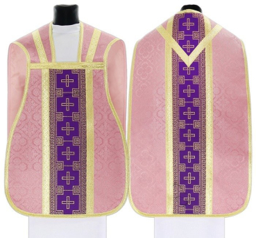 Römische Kasel rosa komplett mit 4tlg Zubehör