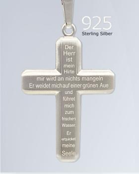 Preview: Kreuz Sterling Silber "der Herr ist mein Hirte" 22 x 28 mm