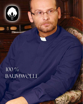 Collarhemd Dunkelblau Langarm Jersey