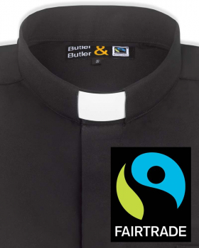 Collarhemd Fairtrade schwarz Langarm