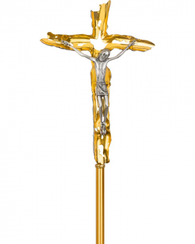 Vortragekreuz Messing versilbert und vergoldet