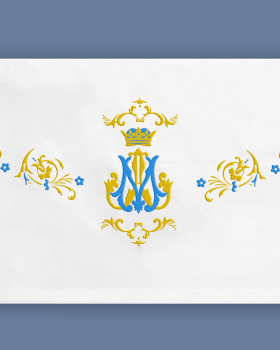 Altardecke Leinen 300 x 160 cm mit Mariensymbol