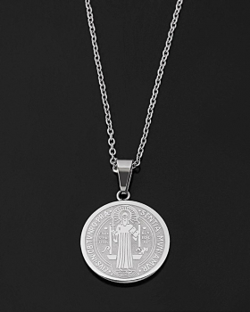 Benediktus Medaille mit Kette aus Edelstahl