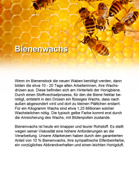 Altarkerzen 800 x 80 mm, mit 10 % Bienenwachs