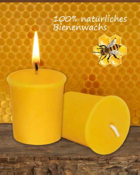 Preview: 6 Stumpenkerzen 45 x 50 mm konisch 100% Bienenwachs gelb