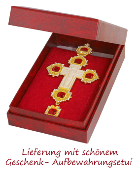 Bischofskreuz 16 x 8 cm mit Kette 120 cm, im Etui