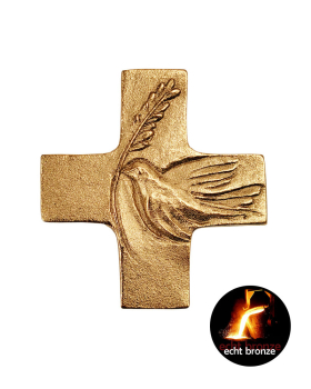 Bronzekreuz Friedenstaube 8 x 8,5 cm für die Wand