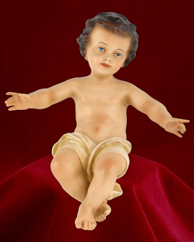 Jesu Kind 35 cm Kusntharz von Hand koloriert