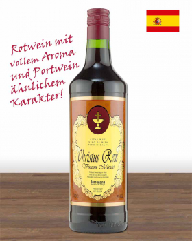 Messwein Christus Rex rot, 1 Liter Flasche 15 % Vol.
