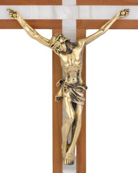 Preview: Wandkreuz mit goldfrabenem Christuskorpus 25 x 12,5 cm