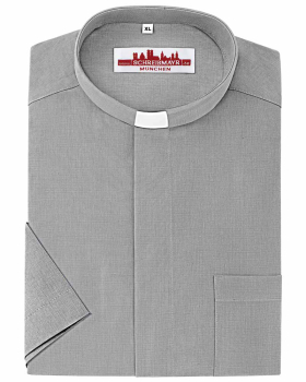 Collarhemd XL Einzelstück Oxford Hellgrau Halbarm