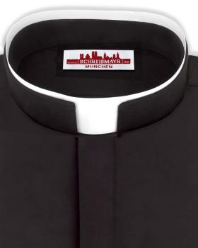 Preview: Collarhemd, römischer Kragen, schwarz Langarm