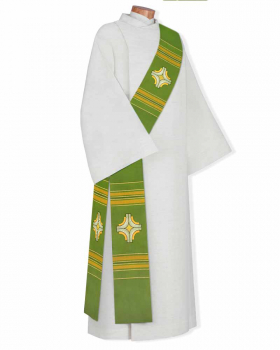 Diakonstola Kreuz gestickt Wolle & Seide grün
