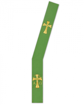 Diakonstola grün mit Kreuz, A + O