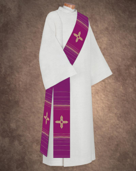 Diakonstola violett mit gesticktem Goldkreuz 140 cm