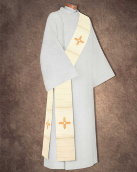 Diakonstola weiß ca. 135 cm lang mit Kreuz