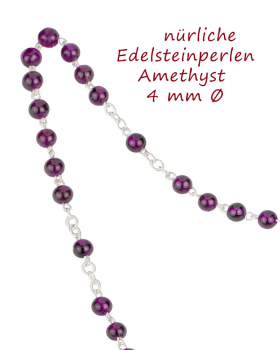 Rosenkranz Amethyst Sterling Silber 4 mm Ø