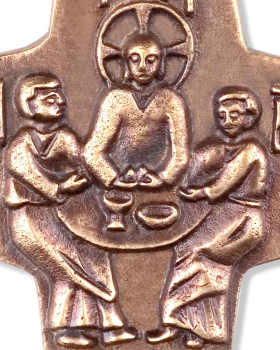 Kommunionkreuz Bronze Emmausjünger 9,5 x 7,5 cm