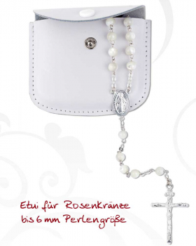 Etui für Rosenkranz aus Rindsleder weiß 7x6cm